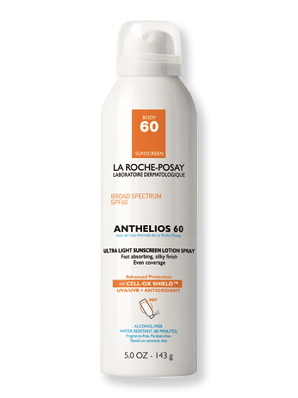 La-Roche Posay La-Roche Posay Anthelios 60 Ultra Light Sunscreen Lotion Spray Body Sunscreens 5 fl oz / 143 g 