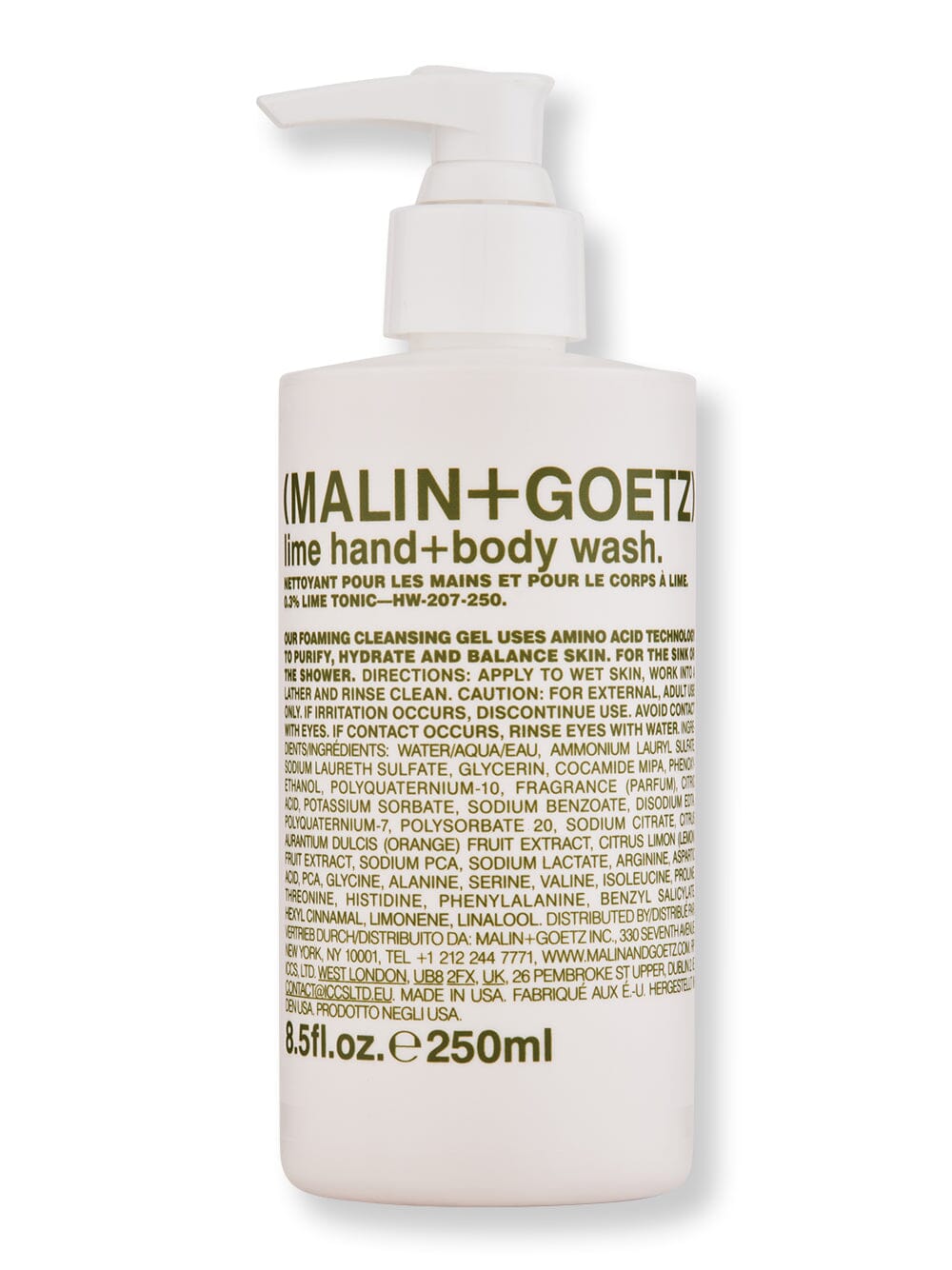 Malin + Goetz Malin + Goetz Lime Hand+Body Wash 8.5 oz 250 ml Shower Gels & Body Washes 