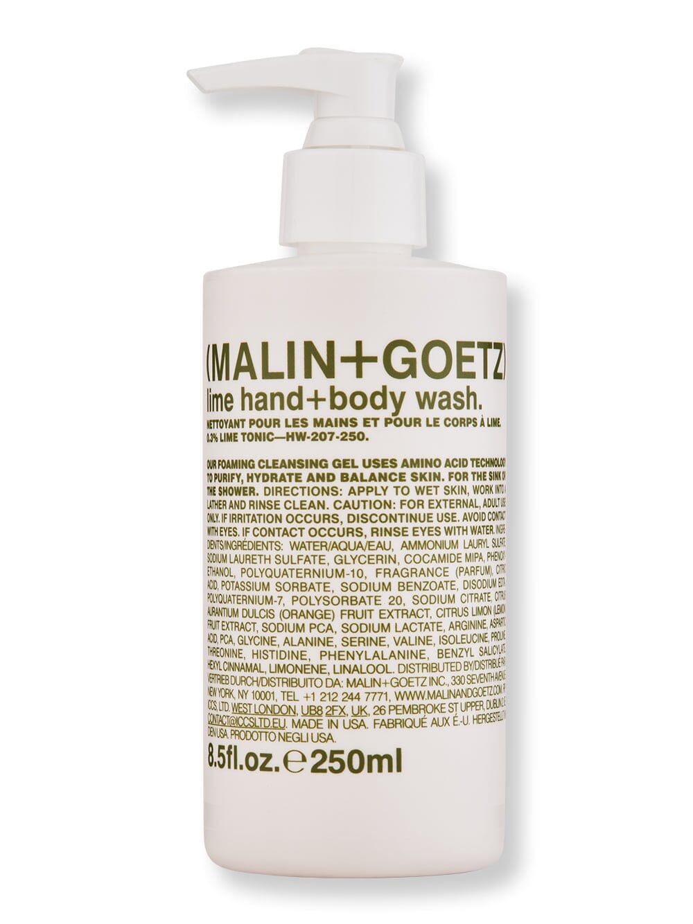 Malin + Goetz Malin + Goetz Lime Hand+Body Wash Shower Gels & Body Washes 8.5 oz / 250 ml 