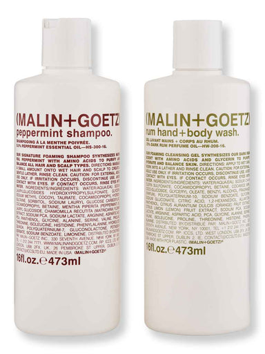 Malin + Goetz Malin + Goetz Peppermint Shampoo 16 oz & Rum Hand+Body Wash 16 oz Hair Care Value Sets 