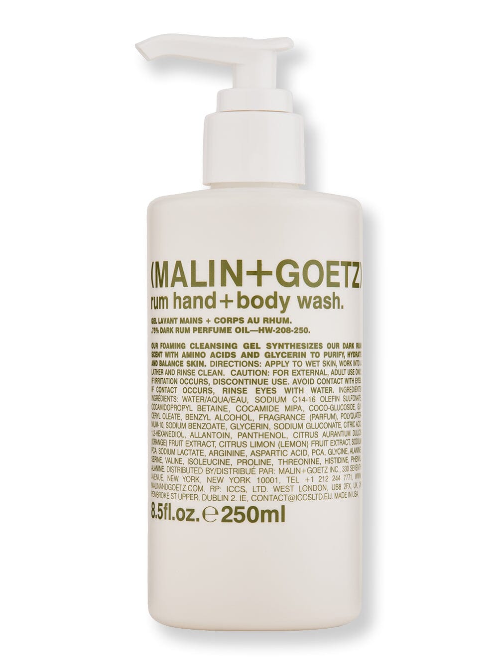 Malin + Goetz Malin + Goetz Rum Hand+Body Wash Shower Gels & Body Washes 8.5 oz / 250 ml 