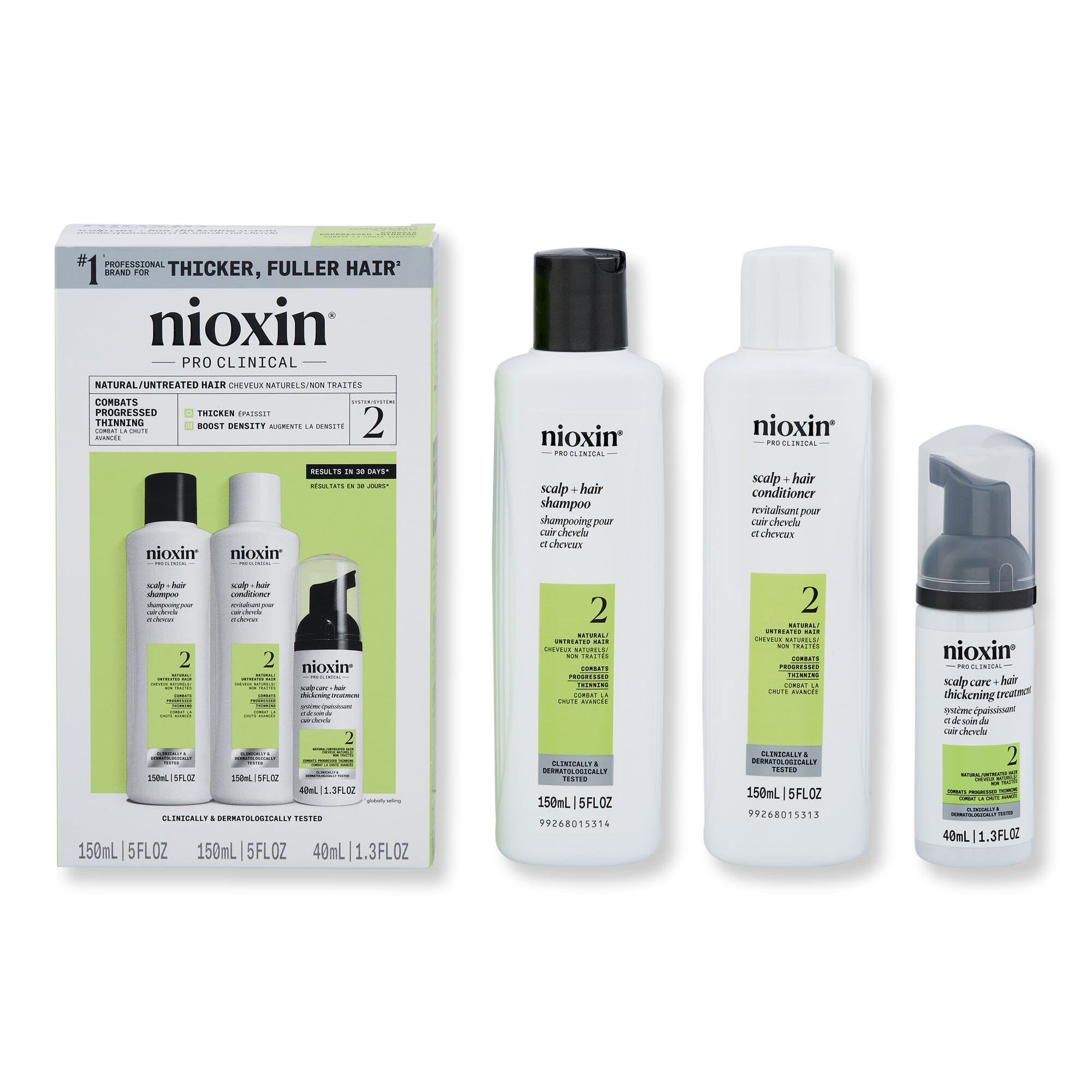 Nioxin Nioxin Trial Kit System 2 for Natural Hair with Progressed Thinning Hair & Scalp Repair 