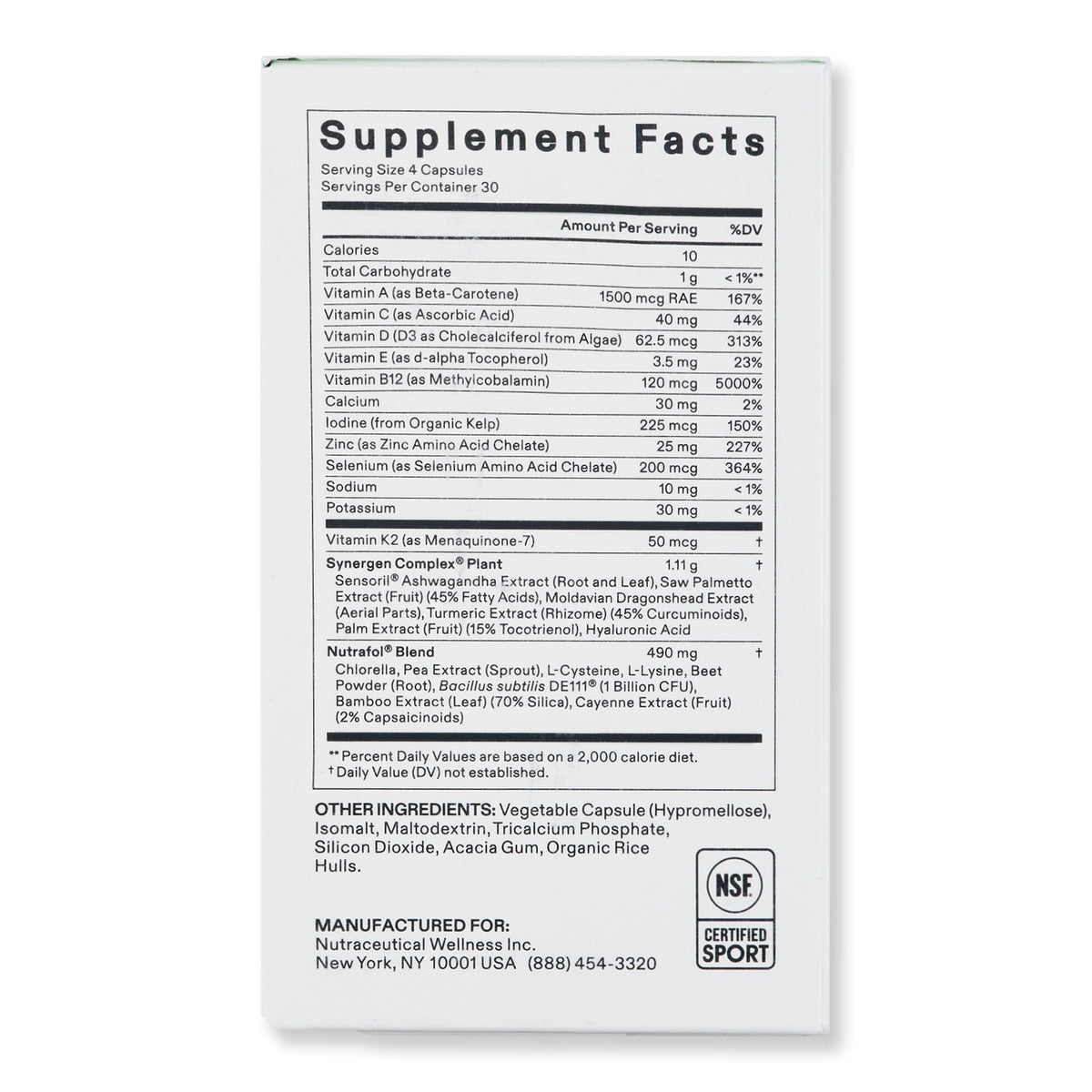 Nutrafol Nutrafol Women Hair Growth Nutraceutical Hair Thinning & Hair Loss 