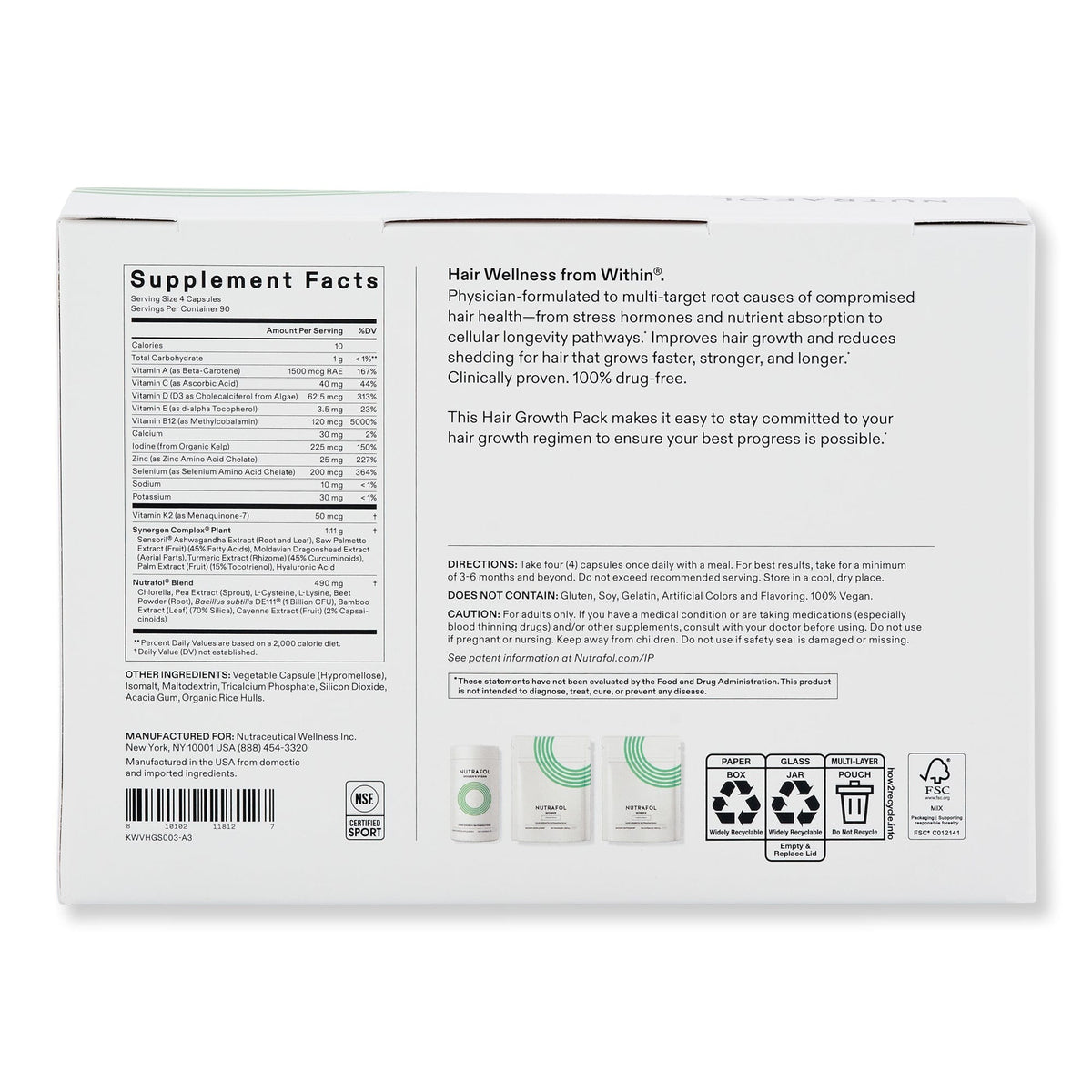 Nutrafol Nutrafol Women's Balance Hair Thinning & Hair Loss 