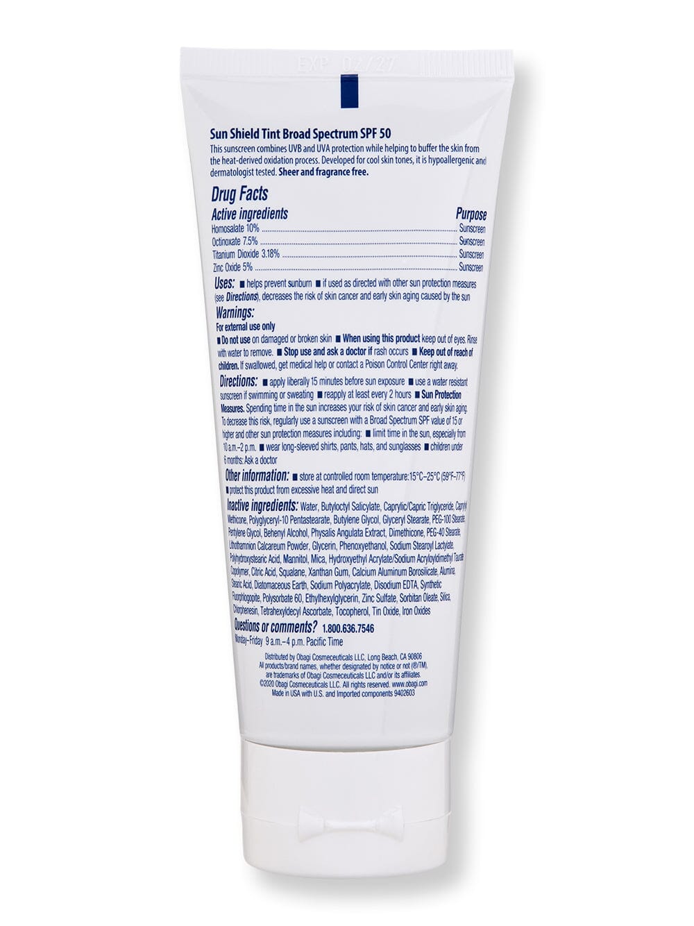 Obagi Obagi Sun Shield Tint Broad Spectrum SPF 50 Cool Face Sunscreens 