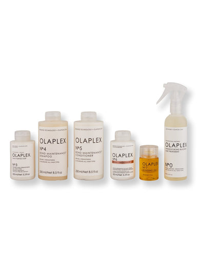 Olaplex Olaplex No.7 Bonding Oil 1 oz, No.6 Bond Smoother 3.3 oz, No.4 Bond Maintenance Shampoo 8.5oz, No.5 Bond Maintenance Conditioner 8.5 oz, No.3 Hair Perfector, & No.0 Intensive Bond Building Treatment 5.2 oz Hair Care Value Sets 