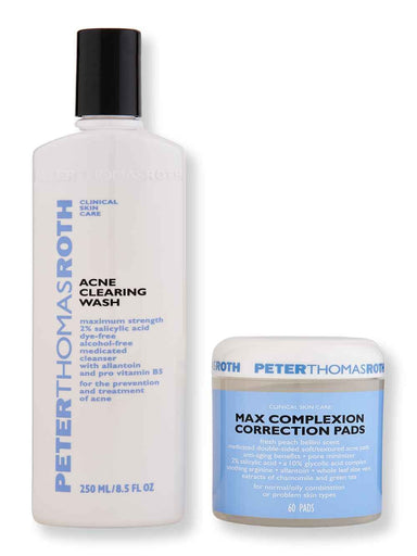 Peter Thomas Roth Peter Thomas Roth Max Complexion Correction Pads 60 Ct & Acne Clearing Wash 8.5 oz Skin Care Treatments 