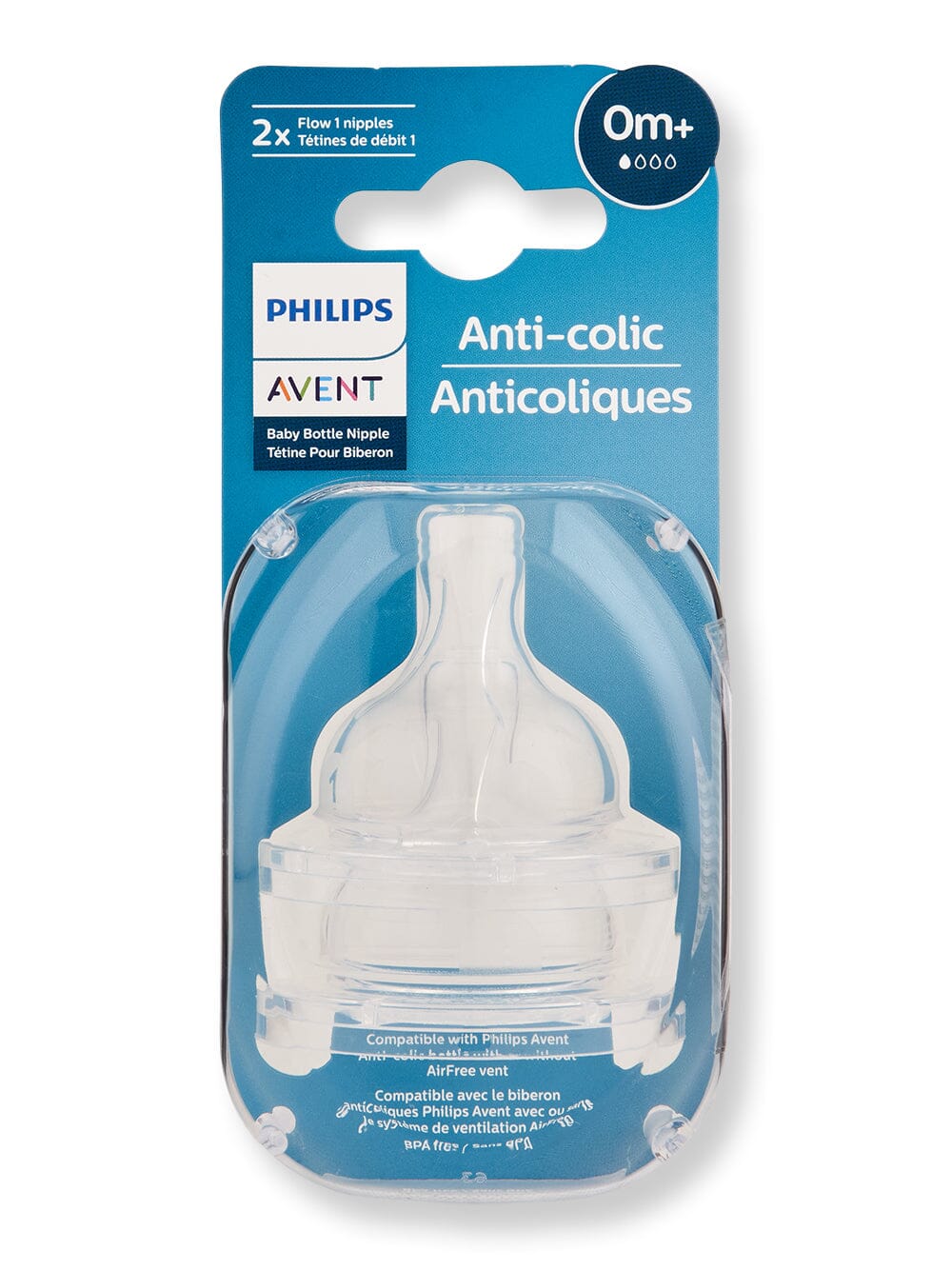 Philips Avent Philips Avent Anti-Colic Baby Bottle Flow 1 Nipple Baby Bottles 2 Ct 