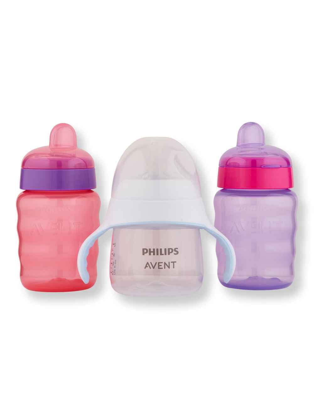 Philips Avent Philips Avent My Easy Sippy Girl 9 oz 2 Ct & My Natural Trainer Sippy Cup Clear 5 oz Baby Bottles 