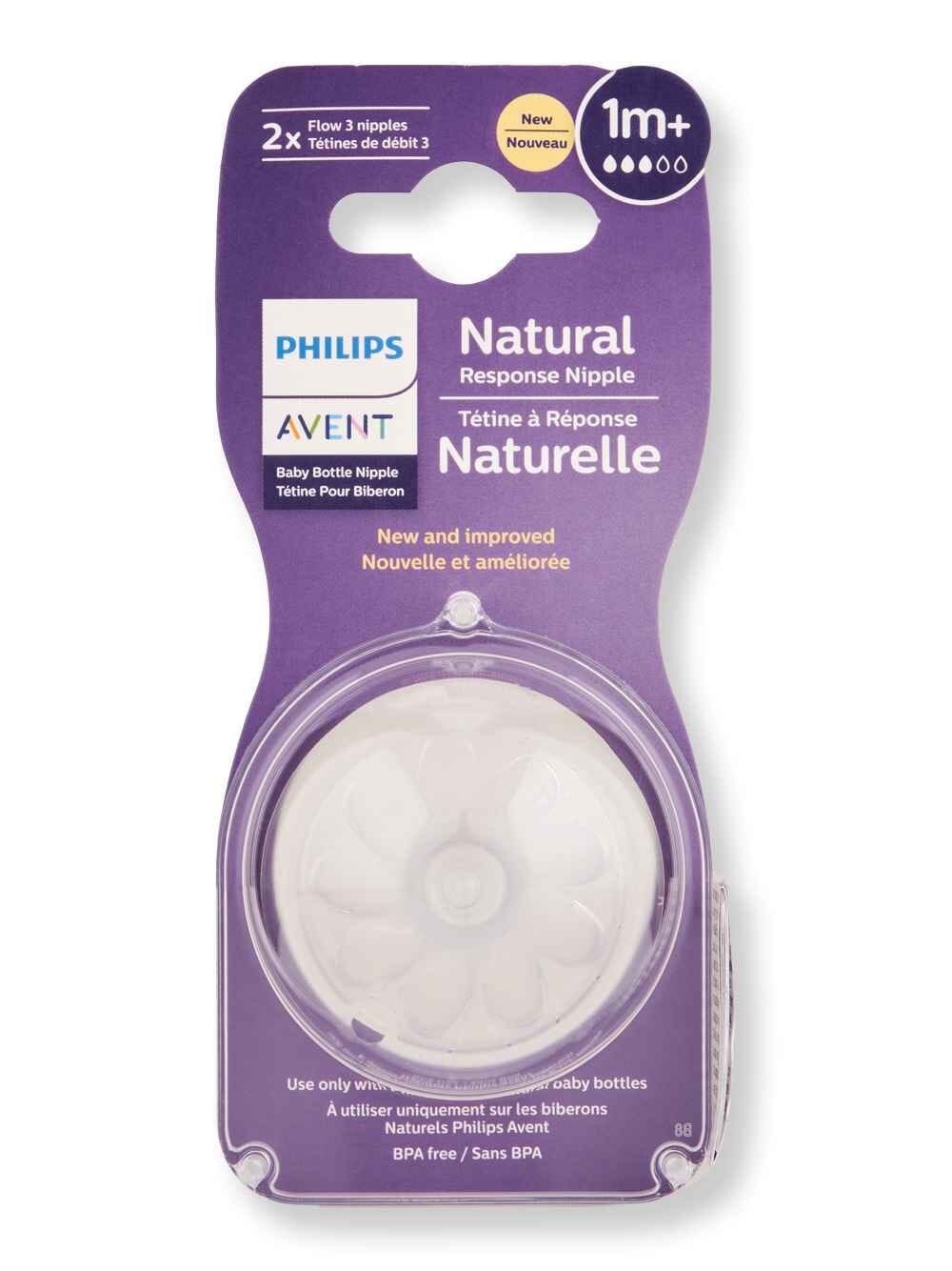 Philips Avent Natural Response Nipple Flow 3 1M+ 2 Ct