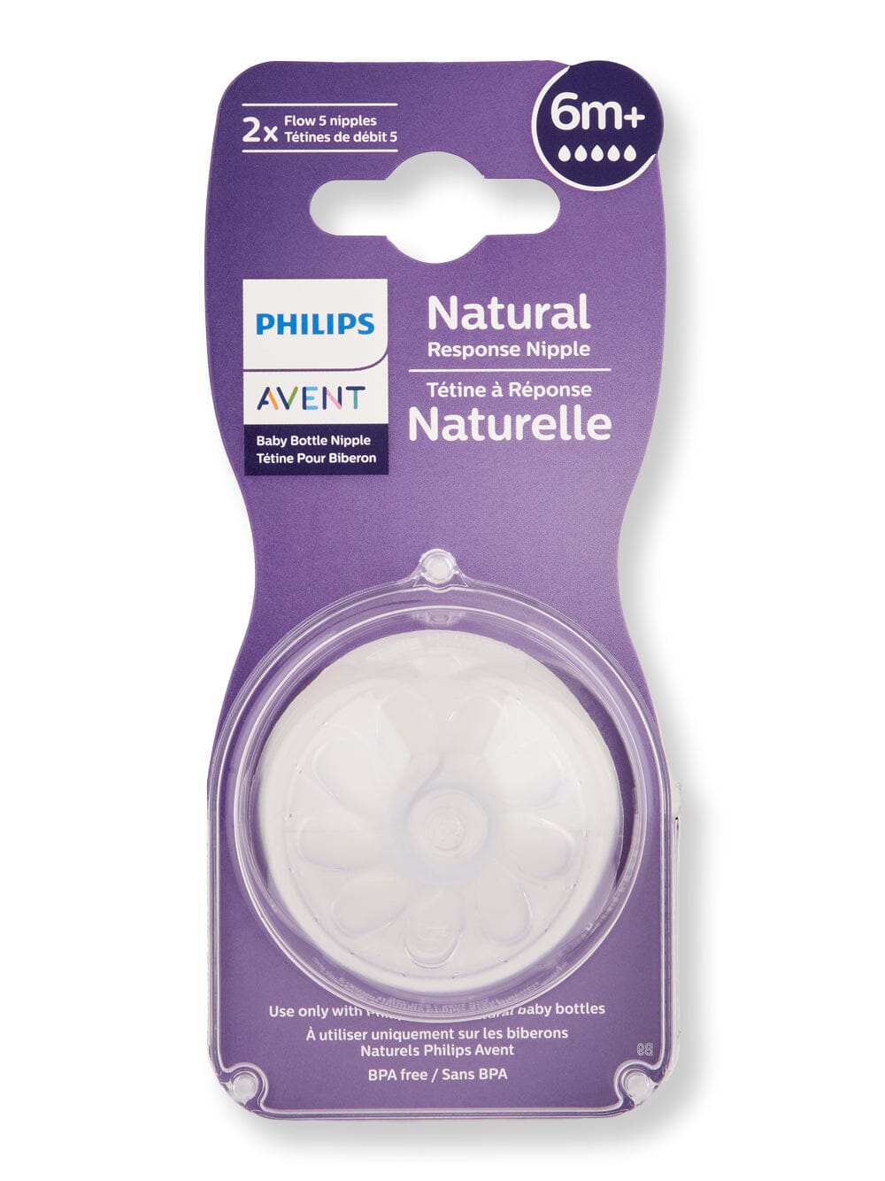 Philips Avent Philips Avent Natural Response Nipple Flow 5 6M+ Baby Bottles 2 Ct 