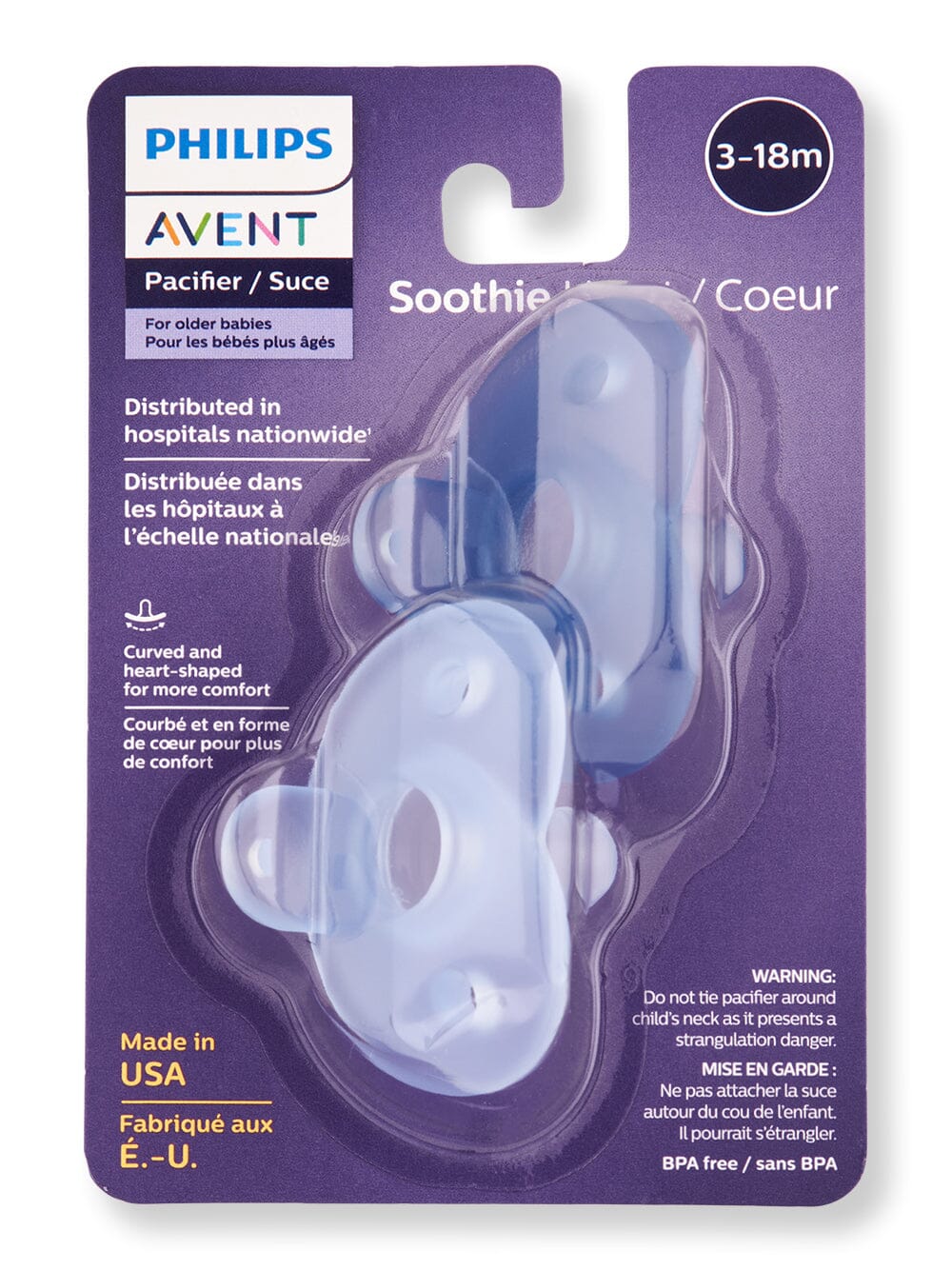 Philips Avent Philips Avent Soothie Heart Pacifier 3-18m Blue & Light Blue Pacifiers & Soothers 2 Ct 