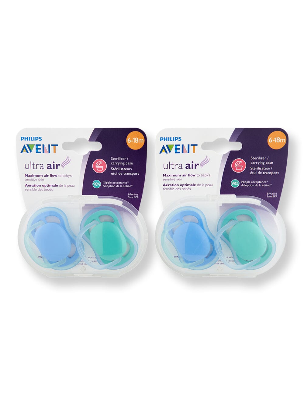 Philips Avent Philips Avent Ultra Air Pacifier 6-18m Blue & Green 4 Ct Pacifiers & Soothers 