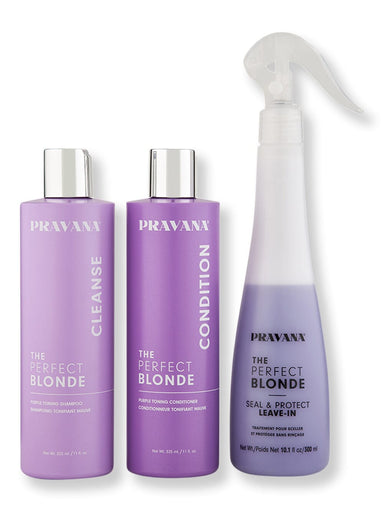 Pravana Pravana The Perfect Blonde Shampoo & Conditioner 10.1 oz + Seal & Protect Leave-In Treatment 10 oz Hair Care Value Sets 