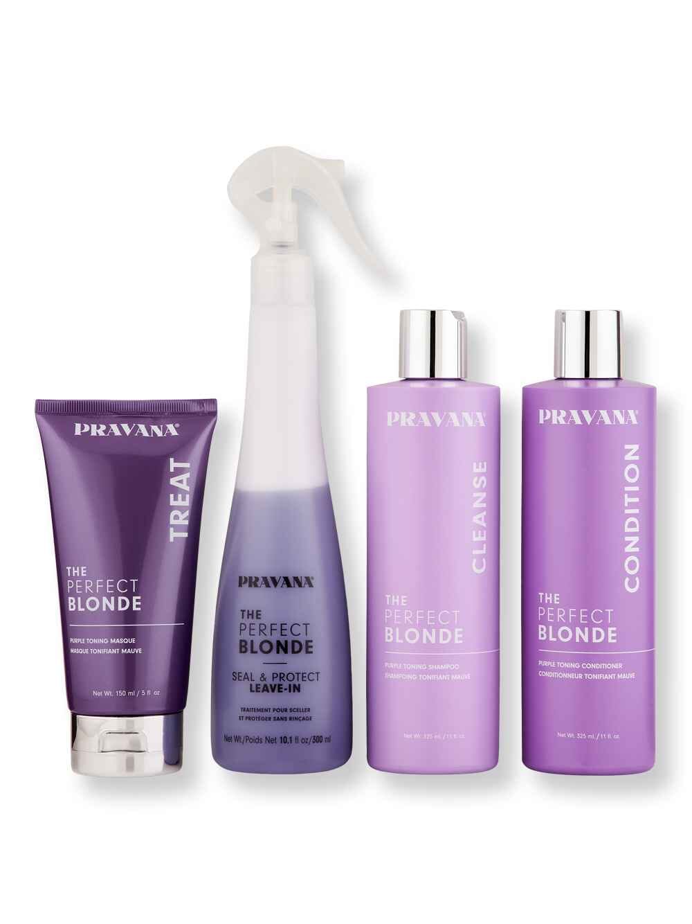 Pravana Pravana The Perfect Blonde Shampoo & Conditioner 11 oz, Masque 5 oz, & Leave-In Treatment 10.1 oz Hair Care Value Sets 