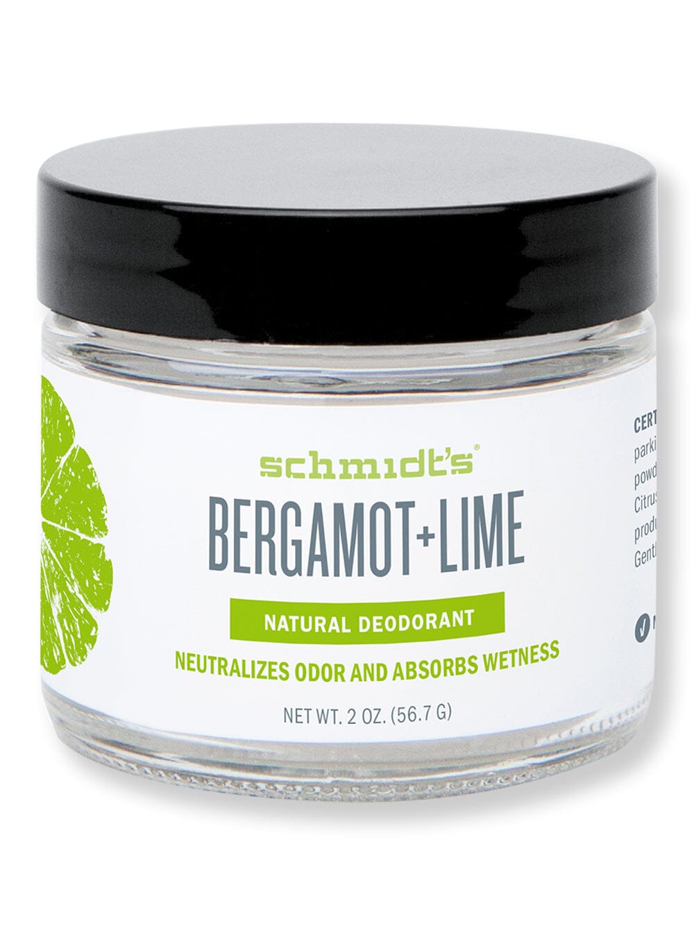 Schmidt's Deodorant Schmidt's Deodorant Bergamot + Lime Deodorant Jar Antiperspirants & Deodorants 2 oz 