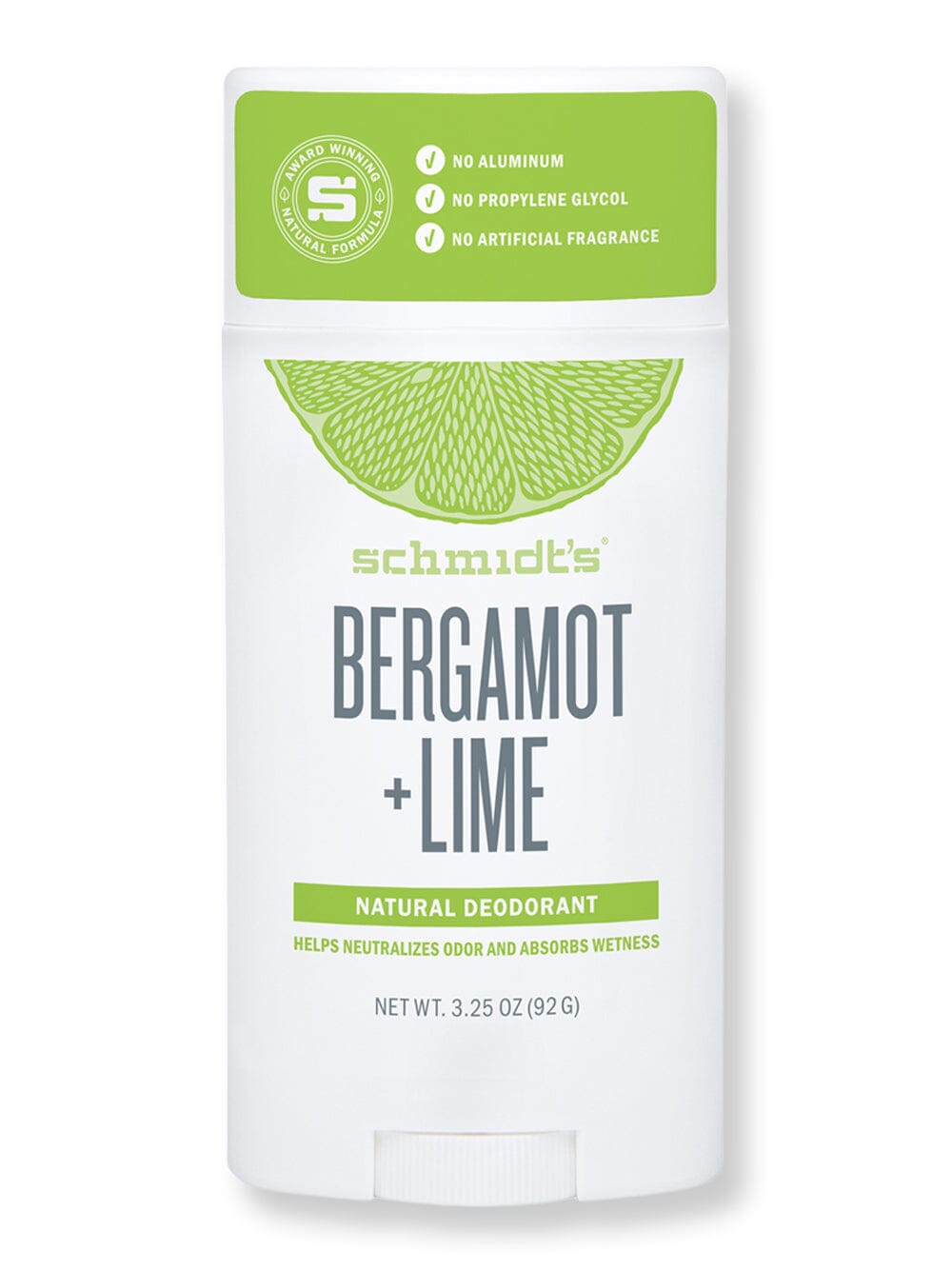 Schmidt's Deodorant Schmidt's Deodorant Bergamot + Lime Deodorant Stick Antiperspirants & Deodorants 3.25 oz 
