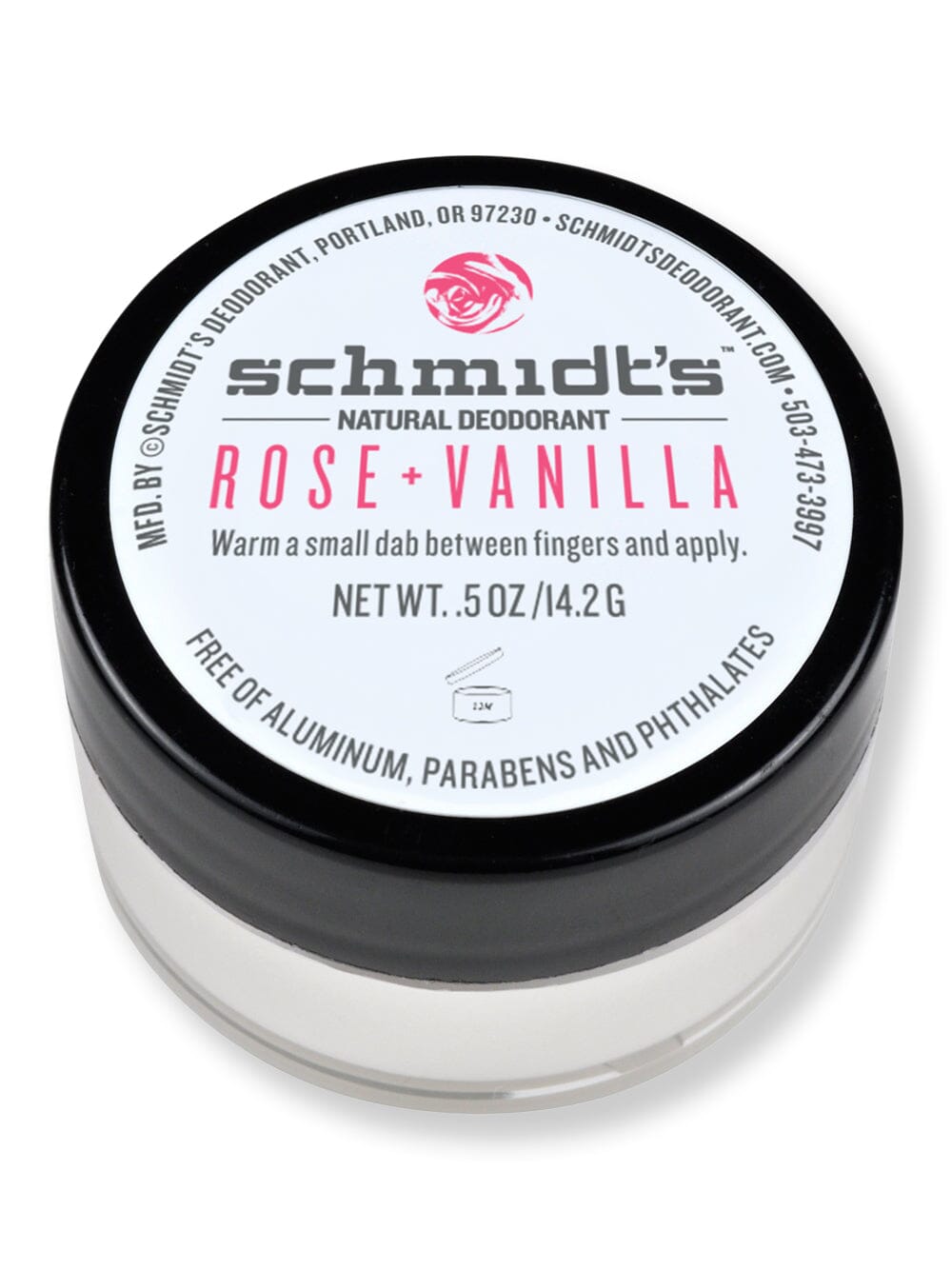 Schmidt's Deodorant Schmidt's Deodorant Rose + Vanilla Deodorant Jar Antiperspirants & Deodorants 0.5 oz 