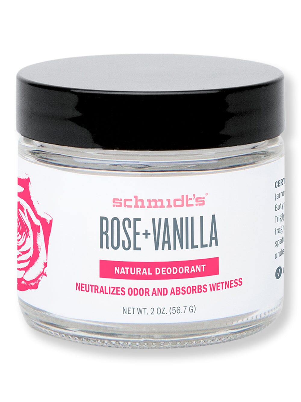 Schmidt's Deodorant Schmidt's Deodorant Rose + Vanilla Deodorant Jar Antiperspirants & Deodorants 2 oz 