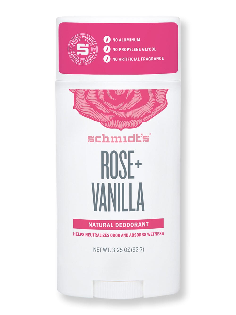 Schmidt's Deodorant Schmidt's Deodorant Rose + Vanilla Deodorant Stick Antiperspirants & Deodorants 3.25 oz 