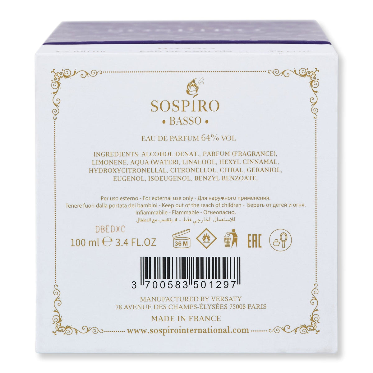Sospiro Sospiro Basso Eau De Parfum Perfume 