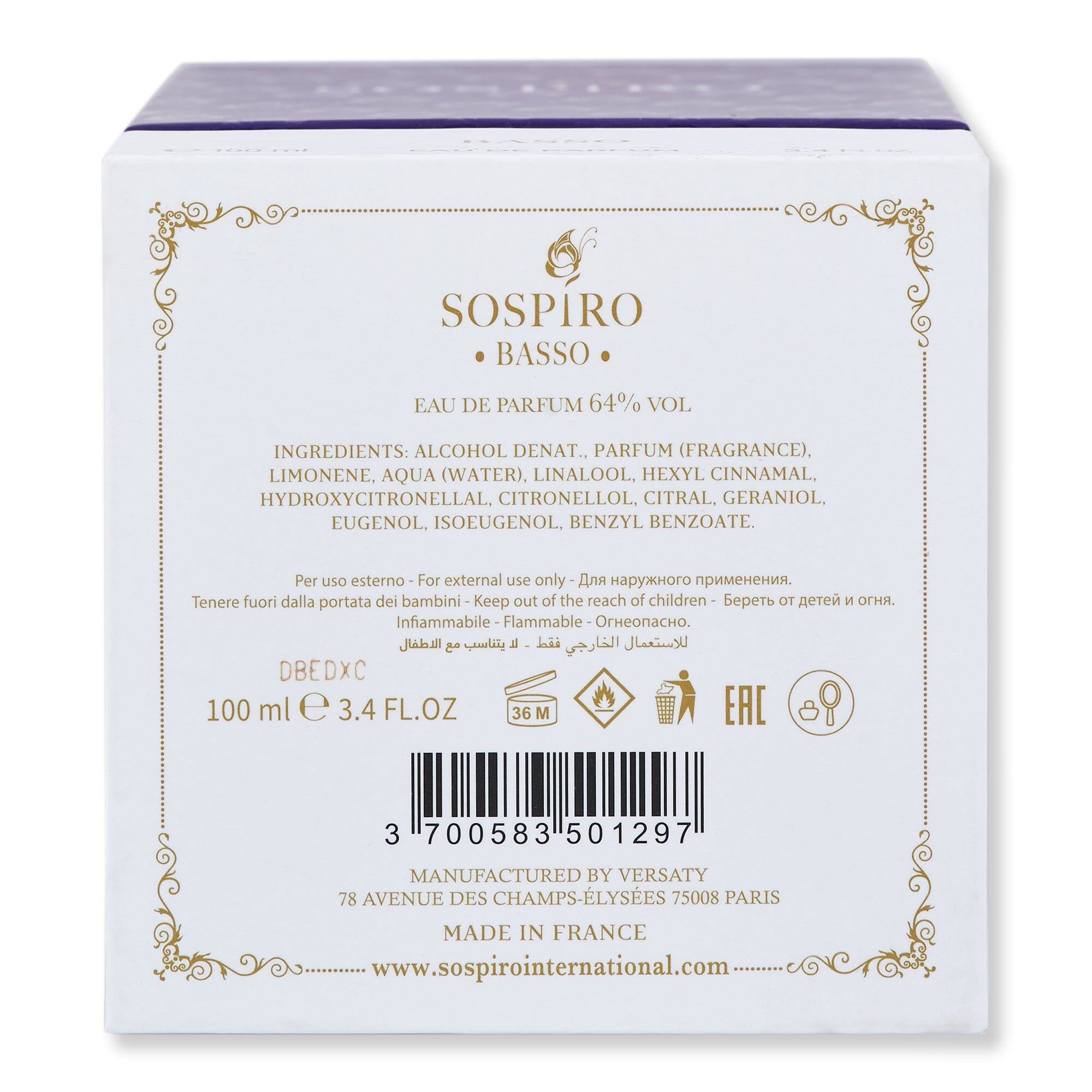 Sospiro Sospiro Basso Eau De Parfum Perfume 