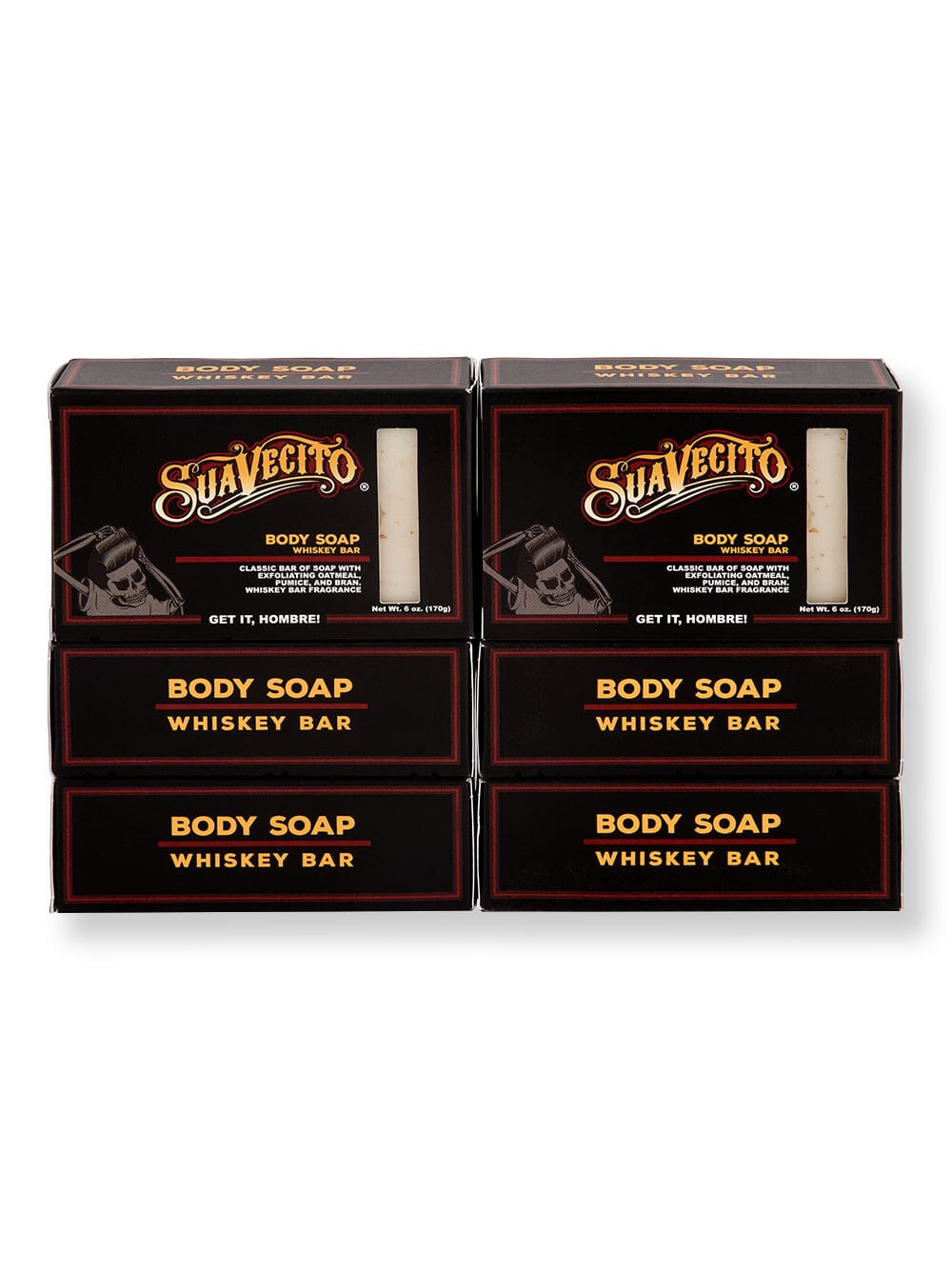 Suavecito Suavecito Body Soap Whiskey Bar 6 Ct 6 oz Bar Soaps 