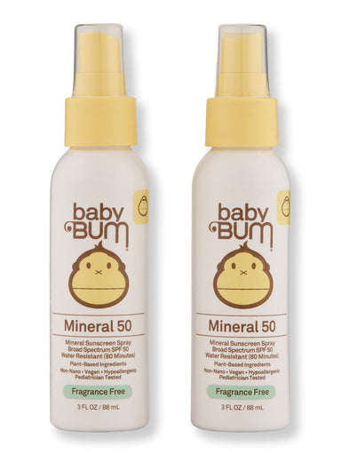 Sun Bum Sun Bum Baby Bum SPF 50 Mineral Sunscreen Spray Fragrance Free 2 Ct 3 oz Body Sunscreens 