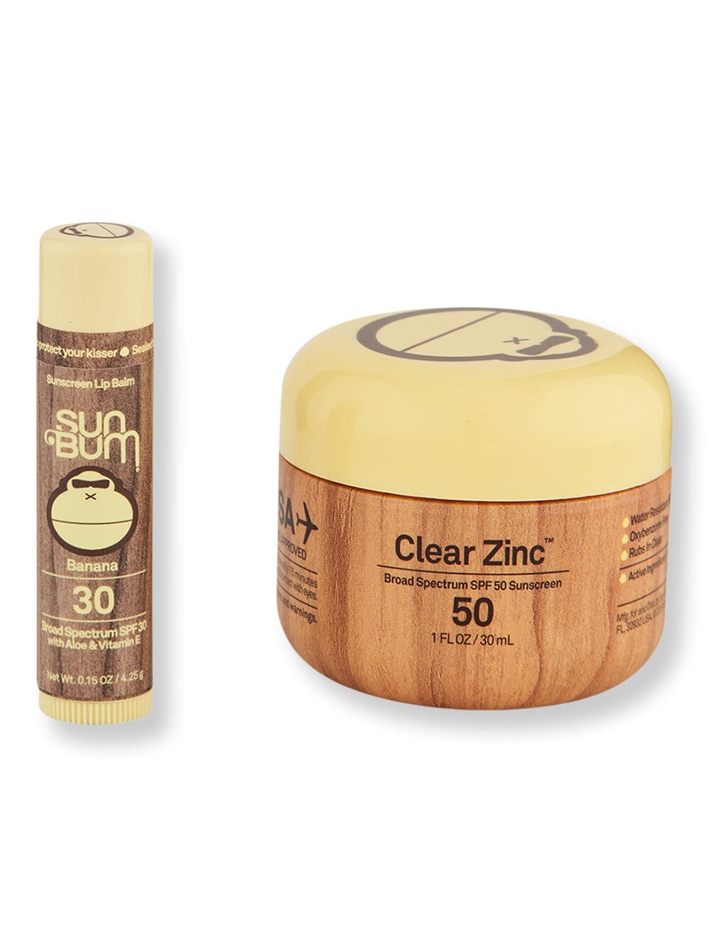 Sun Bum Sun Bum SPF 50 Clear Zinc Oxide + SPF 30 Lip Balm Banana Body Sunscreens 