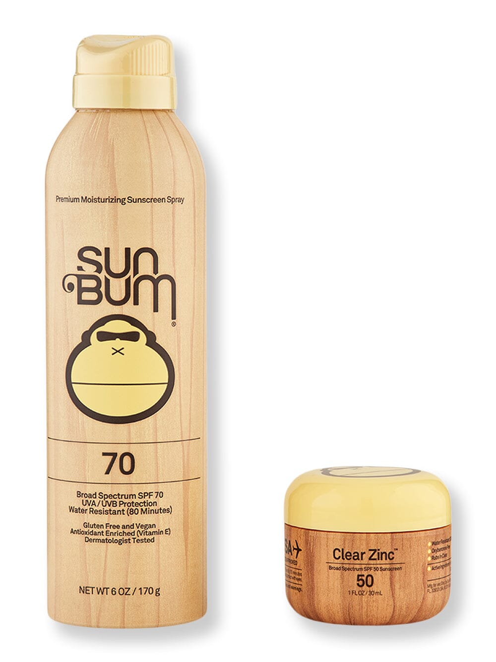 Sun Bum Sun Bum SPF 70 Sunscreen Spray 6 oz & SPF 50 Clear Zinc Oxide Body Sunscreens 