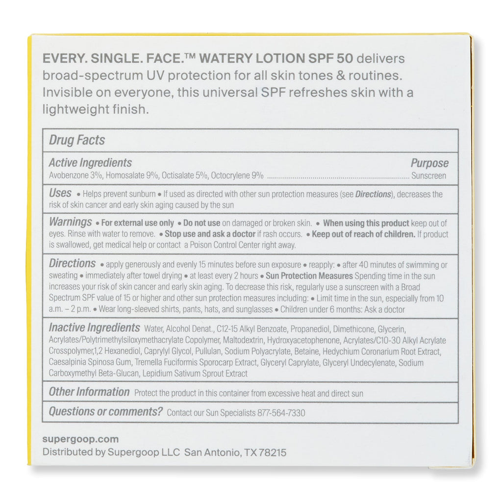 Supergoop Supergoop Every Single Face Watery Lotion SPF 50 Face Sunscreens 