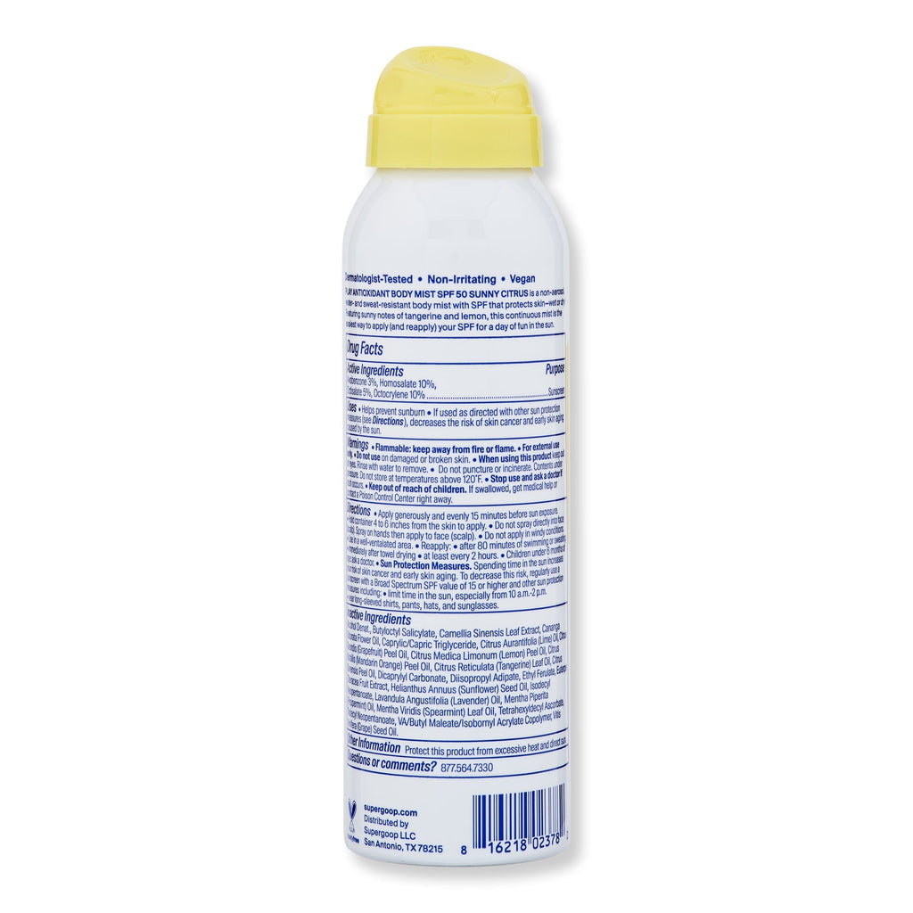 Supergoop Supergoop Play Antioxidant Body Mist SPF 50 with Vitamin C Body Sunscreens 