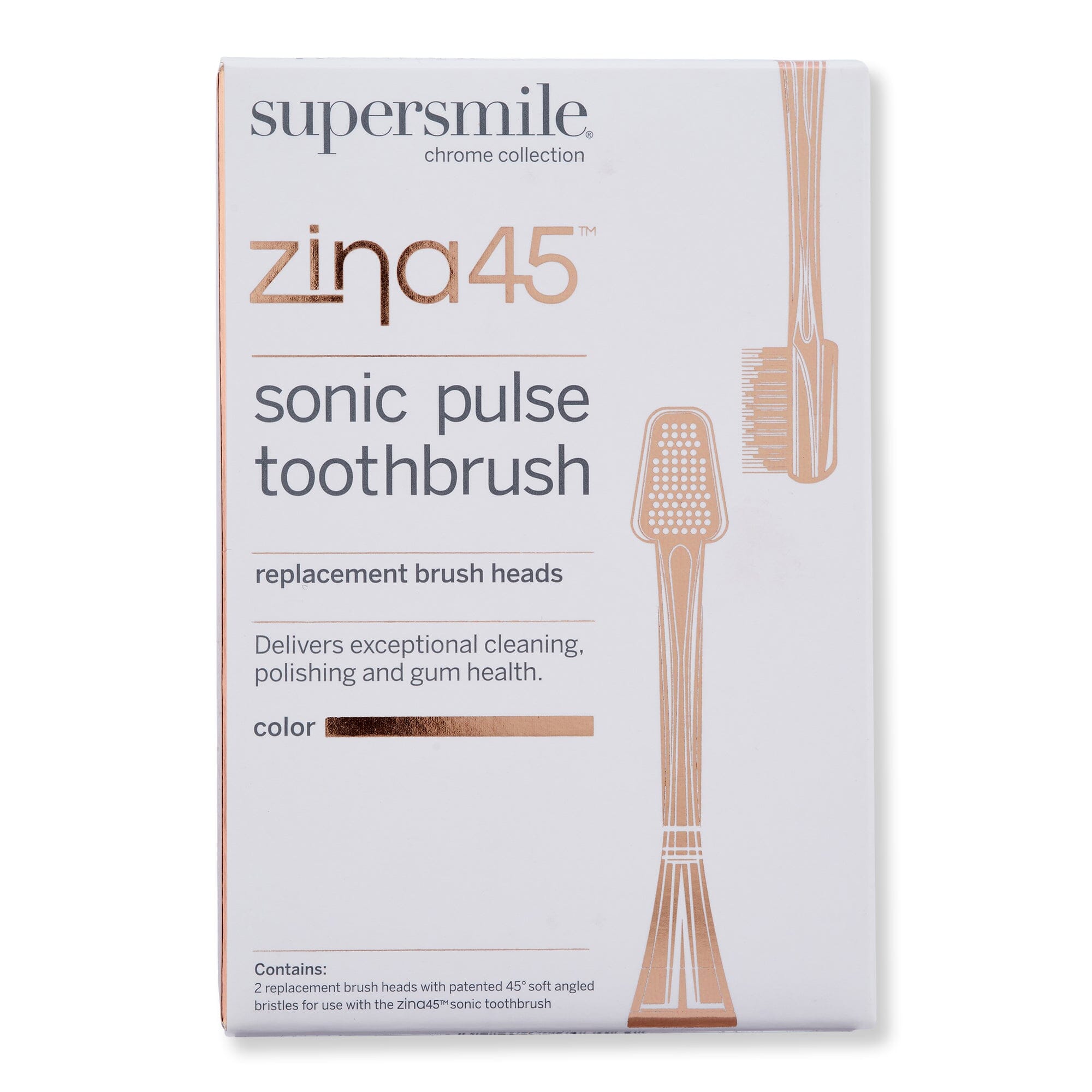 Supersmile Supersmile Zina45 Sonic Pulse Toothbrush Chrome Rose Gold Replacement Heads Electric & Manual Toothbrushes 2 Ct 