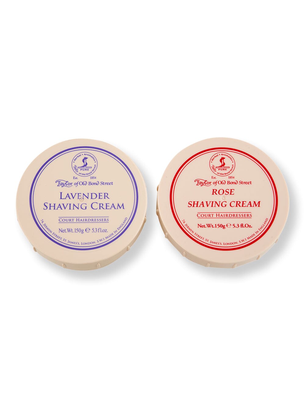 Taylor of Old Bond Street Taylor of Old Bond Street Rose Shaving Cream 150 g & Lavender Shaving Cream 150 g Shaving Creams, Lotions & Gels 