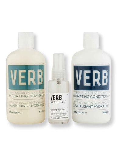 Verb Verb Hydrating Shampoo & Conditioner 12 oz & Ghost Oil 2 oz Hair Care Value Sets 