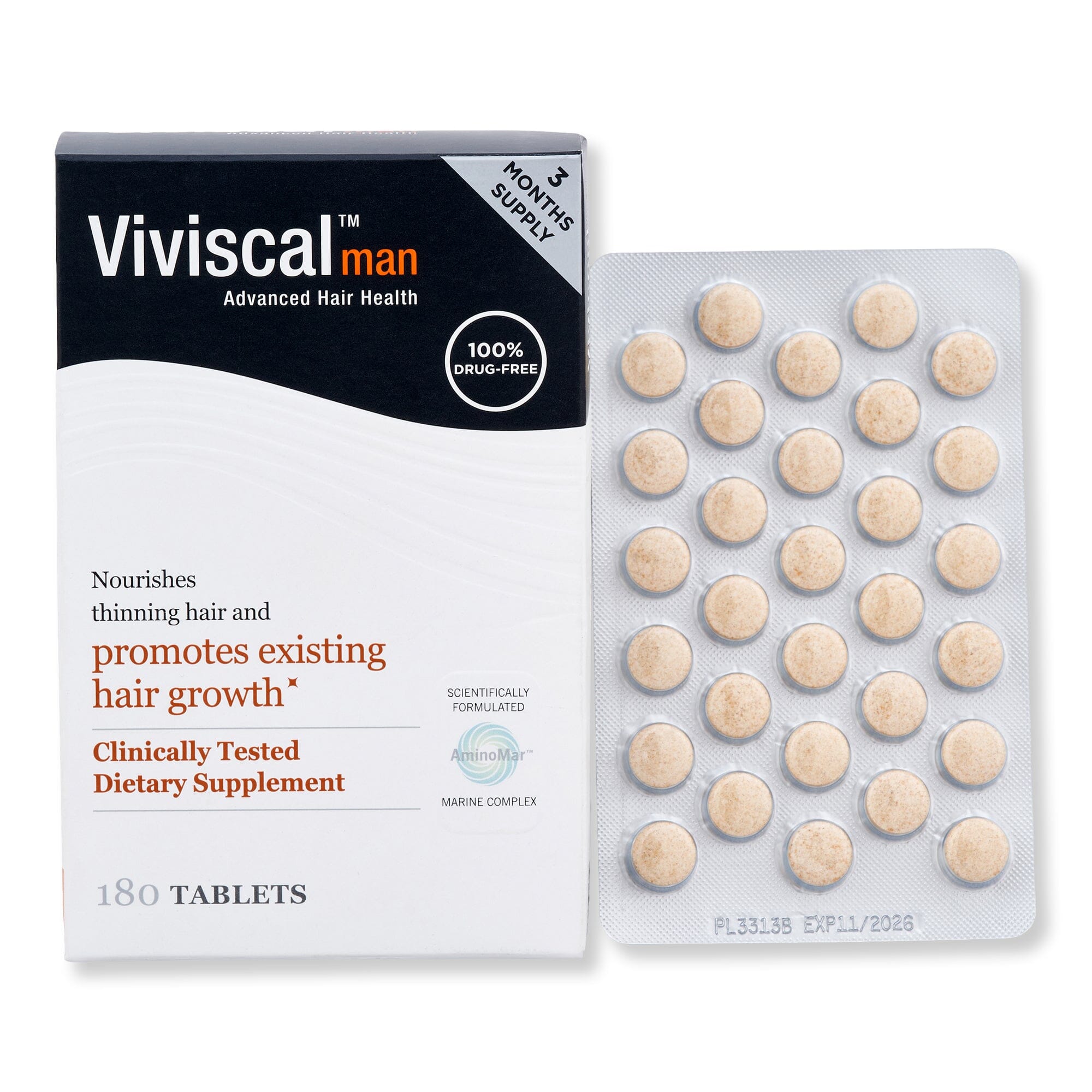 Viviscal Viviscal Men's Hair Growth Supplements Wellness Supplements 180 Tablets 3 Month Supply 