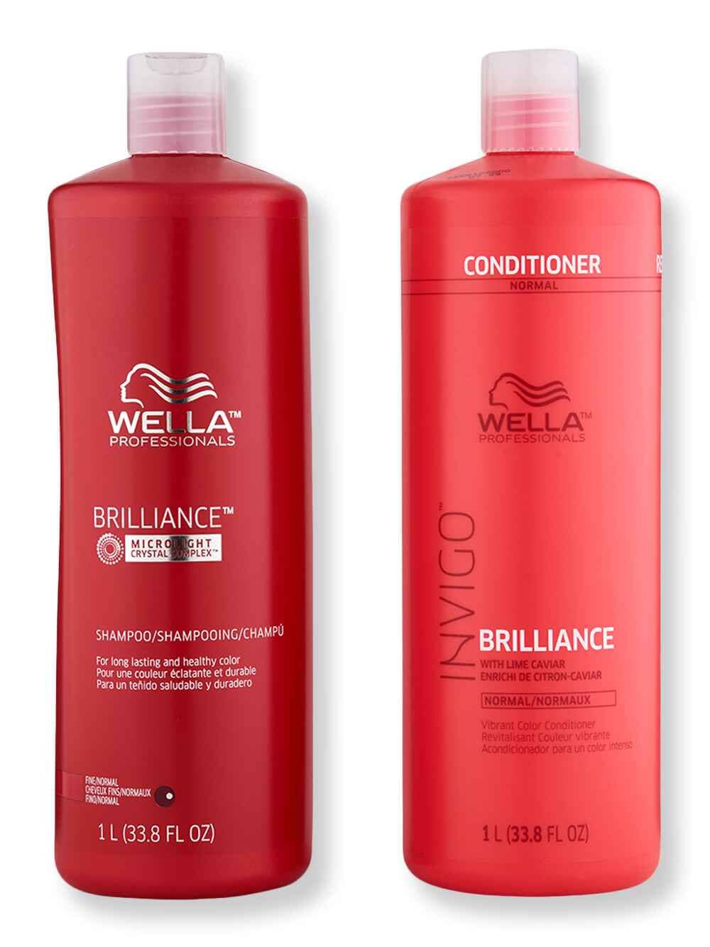Wella Wella Brilliance Shampoo & Conditioner for Fine to Normal Colored Hair 33.8 oz Hair Care Value Sets 