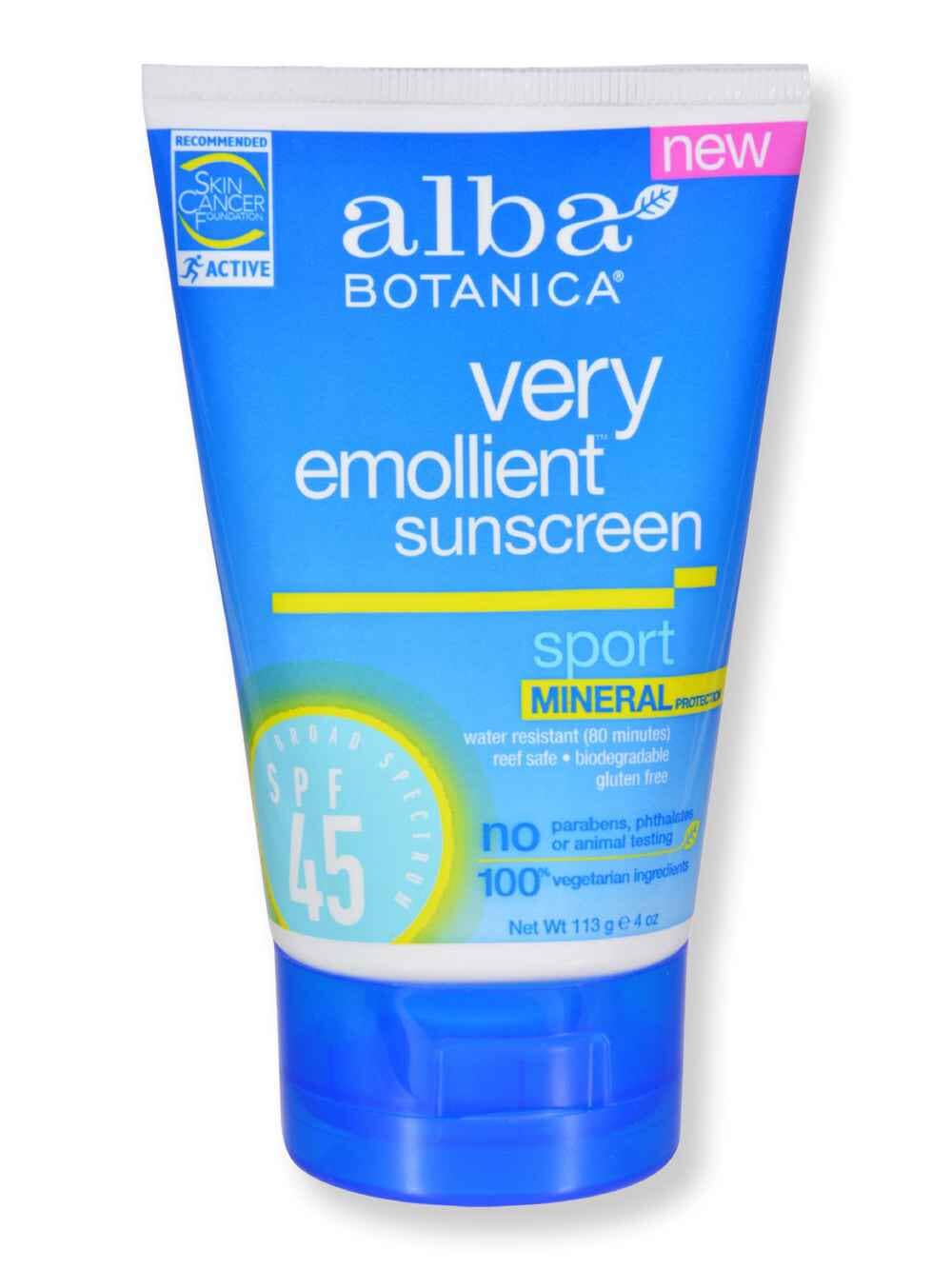 Alba Botanica Alba Botanica Sunscreen Sport Mineral SPF 45 4 oz Body Sunscreens 