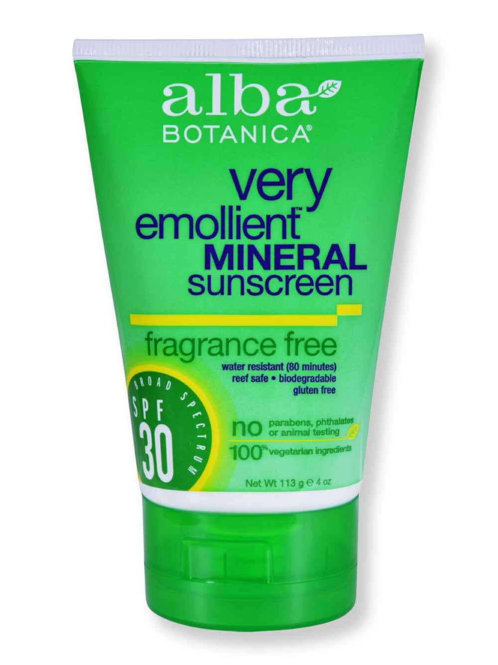 Alba Botanica Alba Botanica Very Emollient Fragrance Free SPF 30 4 oz Body Sunscreens 