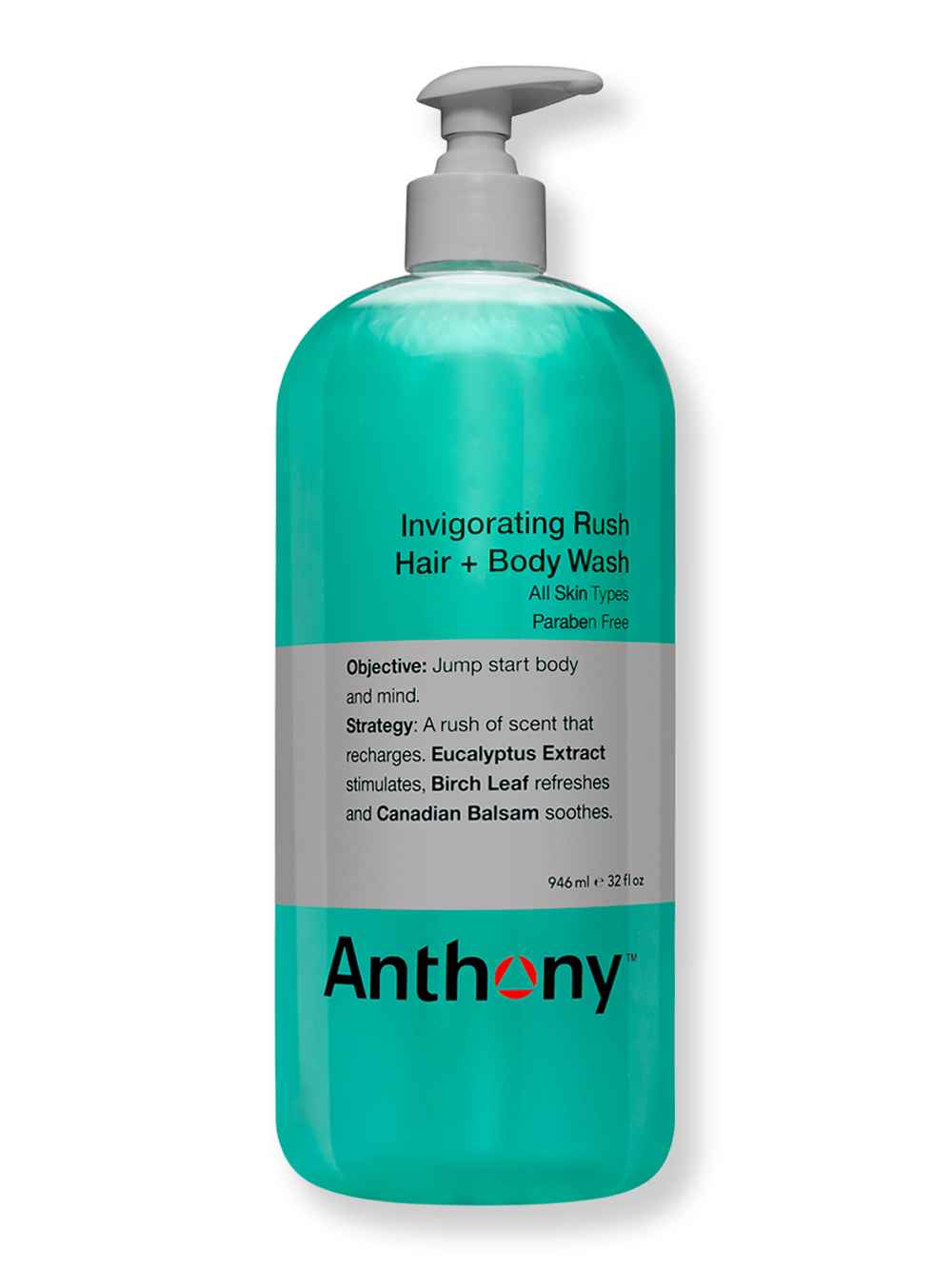 Anthony Anthony Invigorating Rush Hair + Body Wash 32 oz 946 ml Shower Gels & Body Washes 