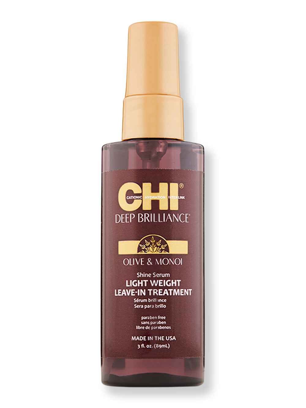 CHI CHI Deep Brilliance Olive & Monoi Shine Serum Light Weight Leave-in Treatment 3 fl oz Hair & Scalp Repair 