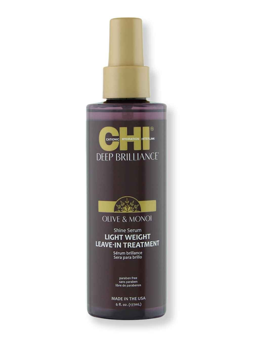 CHI CHI Deep Brilliance Olive & Monoi Shine Serum Light Weight Leave-in Treatment 6 fl oz Hair & Scalp Repair 