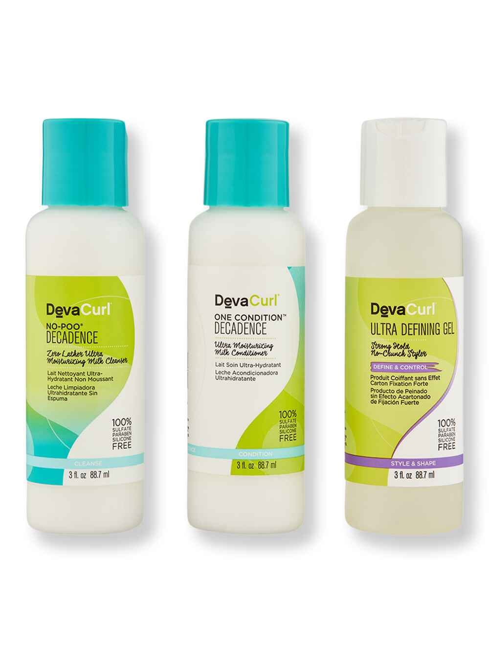 DevaCurl DevaCurl No-Poo Decadence 3 oz & One Condition Decadence 3 oz & Ultra Defining Gel 3 oz Hair Care Value Sets 