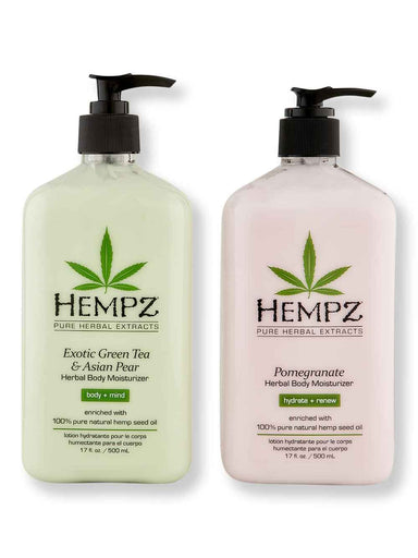 Hempz Hempz Exotic Green Tea & Asian Pear Herbal Body Moisturizer 17 oz + Pomegranate Herbal Body Moisturizer 17 oz Body Lotions & Oils 