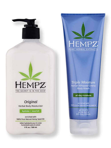 Hempz Hempz Original Herbal Body Moisturizer 17oz & Triple Moisture Herbal Whipped Creme Body Wash 8.5 oz Bath & Body Sets 