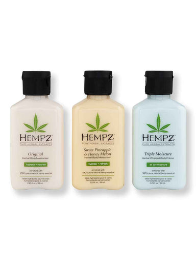 Hempz Hempz Original Herbal Body Moisturizer 2.25oz, Sweet Pineapple & Honey Melon Herbal Body Moisturizer 2.25oz, & Triple Moisture Herbal Whipped Body Creme 2.25oz Body Lotions & Oils 