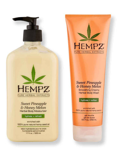 Hempz Hempz Sweet Pineapple & Honey Melon Herbal Body Moisturizer 17 oz + Herbal Body Wash 8.5 oz Bath & Body Sets 