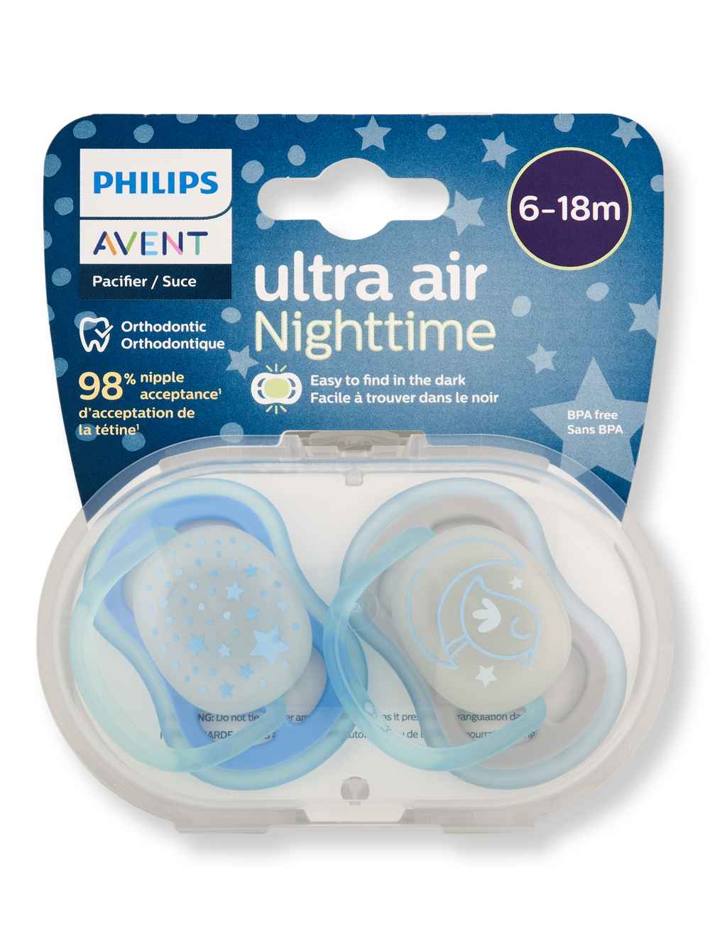 Philips Avent Philips Avent Ultra Air Nighttime Pacifier 6-18m 2 Ct Pacifiers & Soothers 