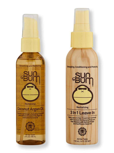 Sun Bum Sun Bum Revitalizing Coconut Argan Oil 3 oz & Revitalizing 3 In 1 Leave In Conditioner 4 oz Hair Care Value Sets 