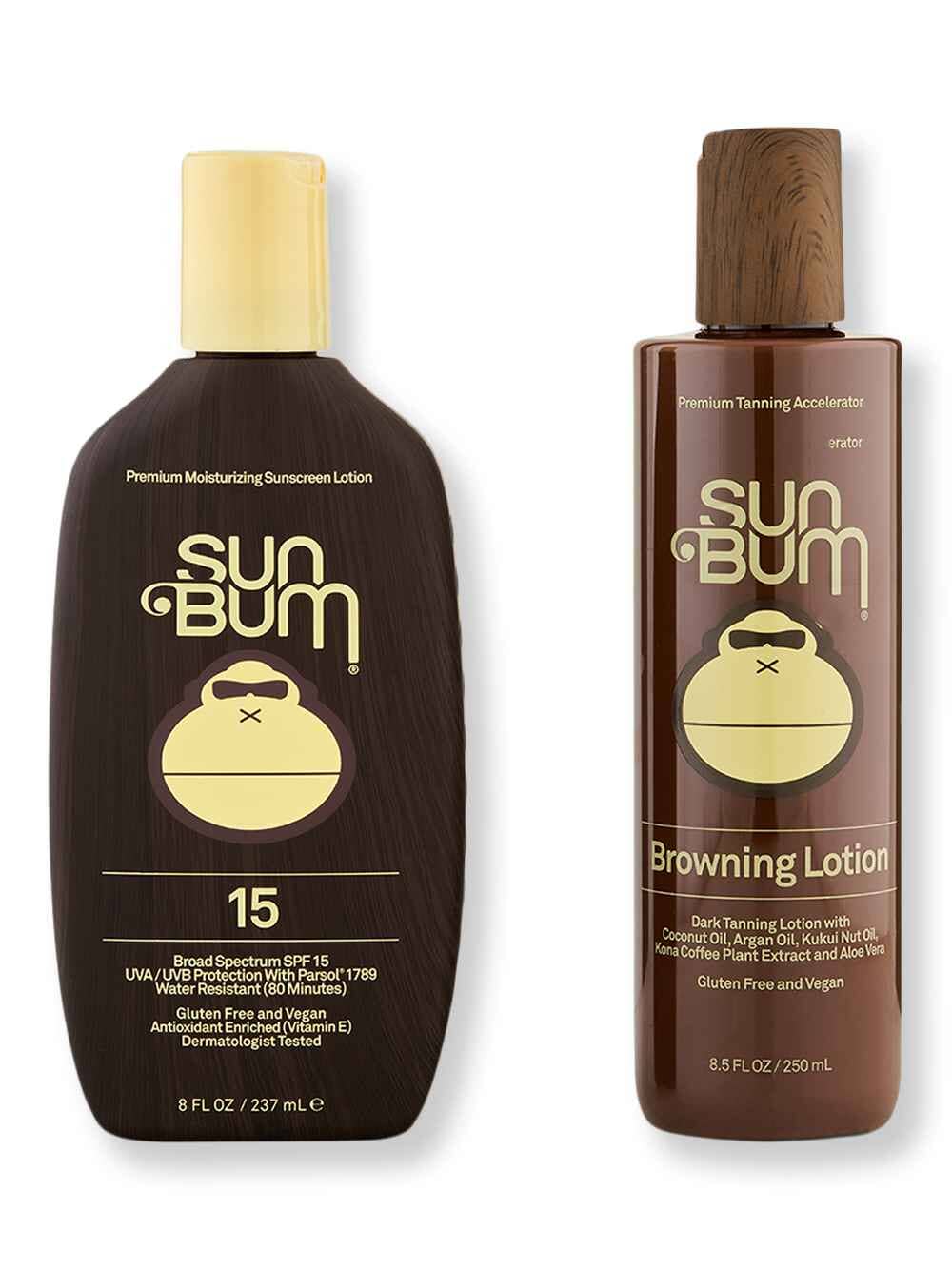Sun Bum Sun Bum SPF 15 Sunscreen Lotion 8 oz & Natural Browning Lotion 8.5 oz Body Sunscreens 